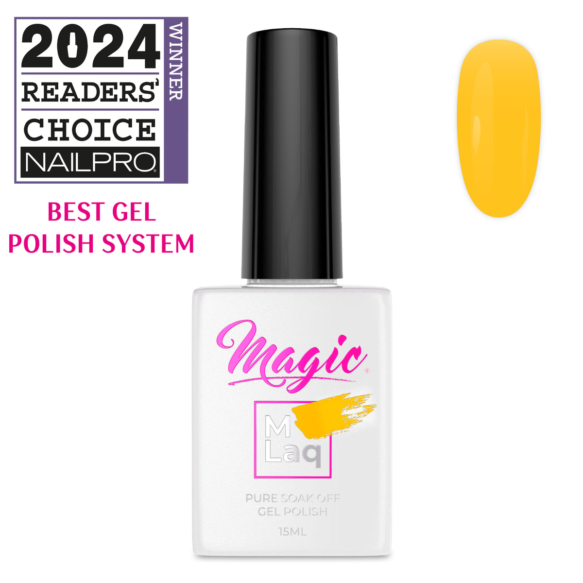 Magic Mlaq Gel Polish Daisy Radiance #355 gel polish bottle and color swatch