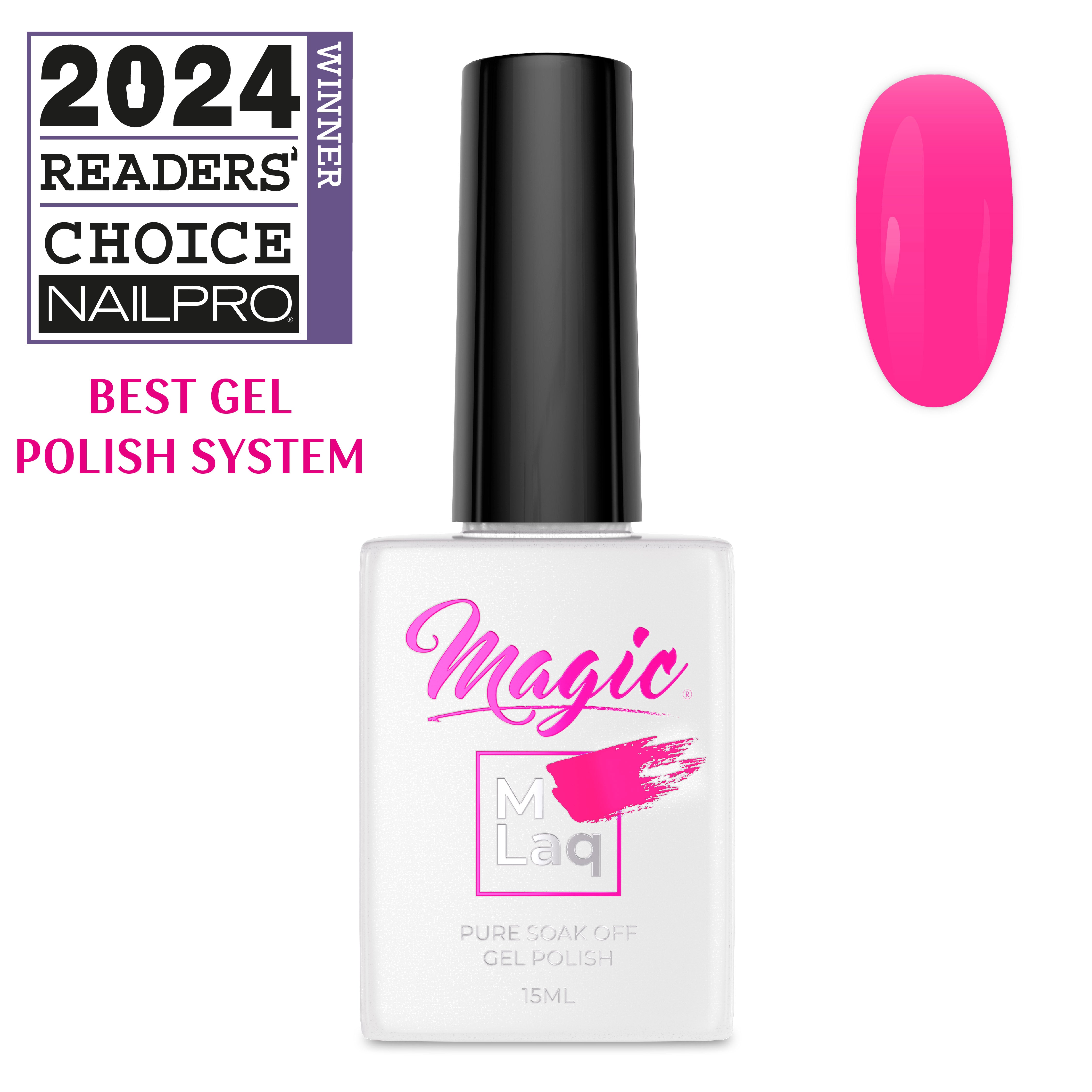 Magic Mlaq Gel Polish Blushing Muse #358 gel polish bottle and color swatch