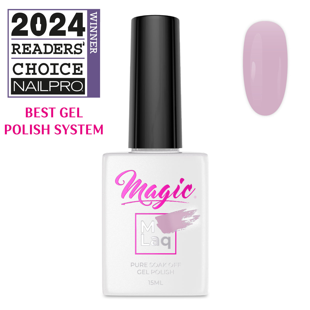 Magic Mlaq Gel Polish Crocus Petal #391 gel polish bottle and color swatch