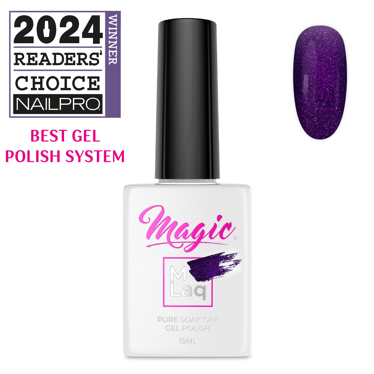 Magic Mlaq Gel Polish Miracle #394 gel polish bottle and color swatch