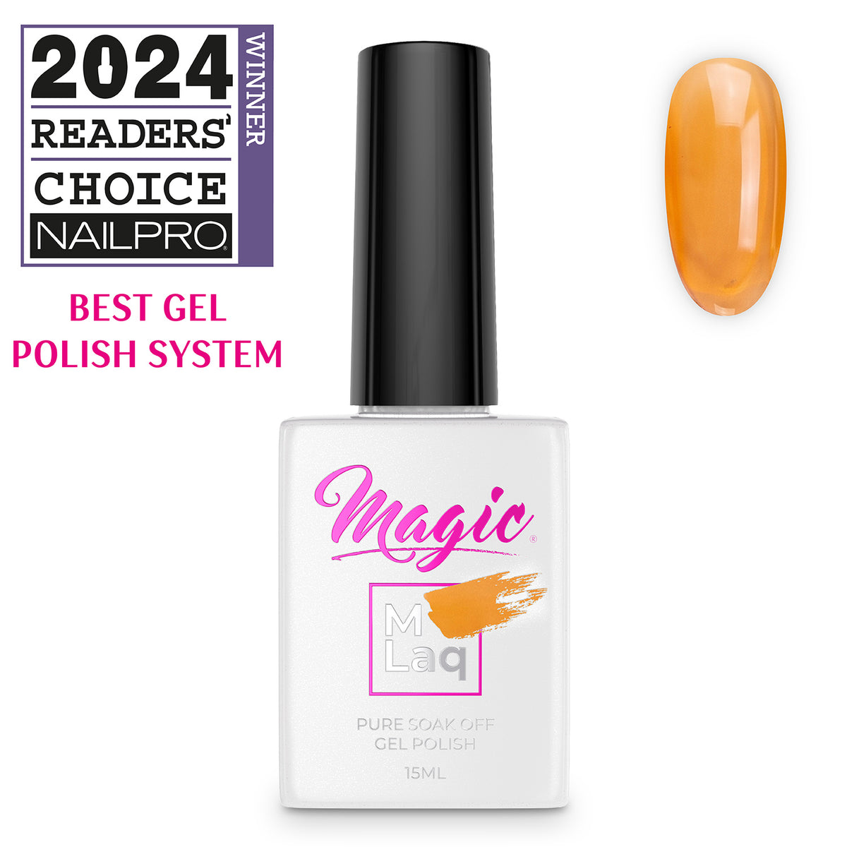 Magic MLaq Jelly Orange #451 gel polish, 15 ml
