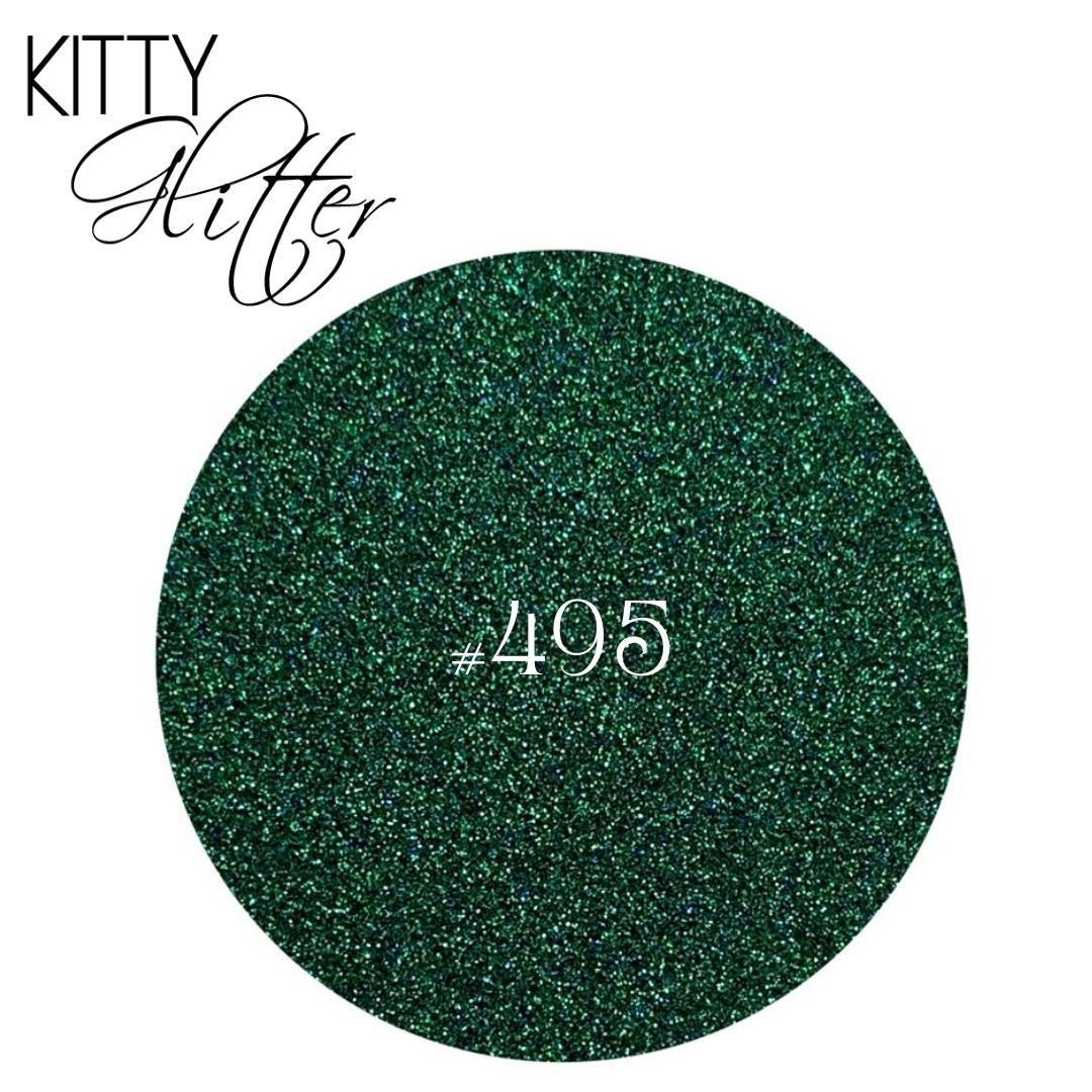 Phat Kat Kitty Glitter Emerald Green #495 5G loose nail glitter color swatch