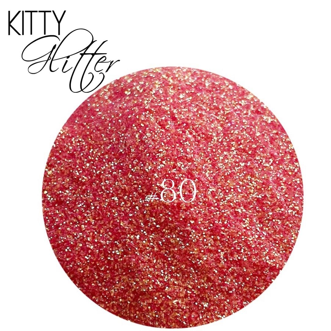 Phat Kat Kitty Glitter Iridescent Coral #080 5G loose nail glitter color swatch
