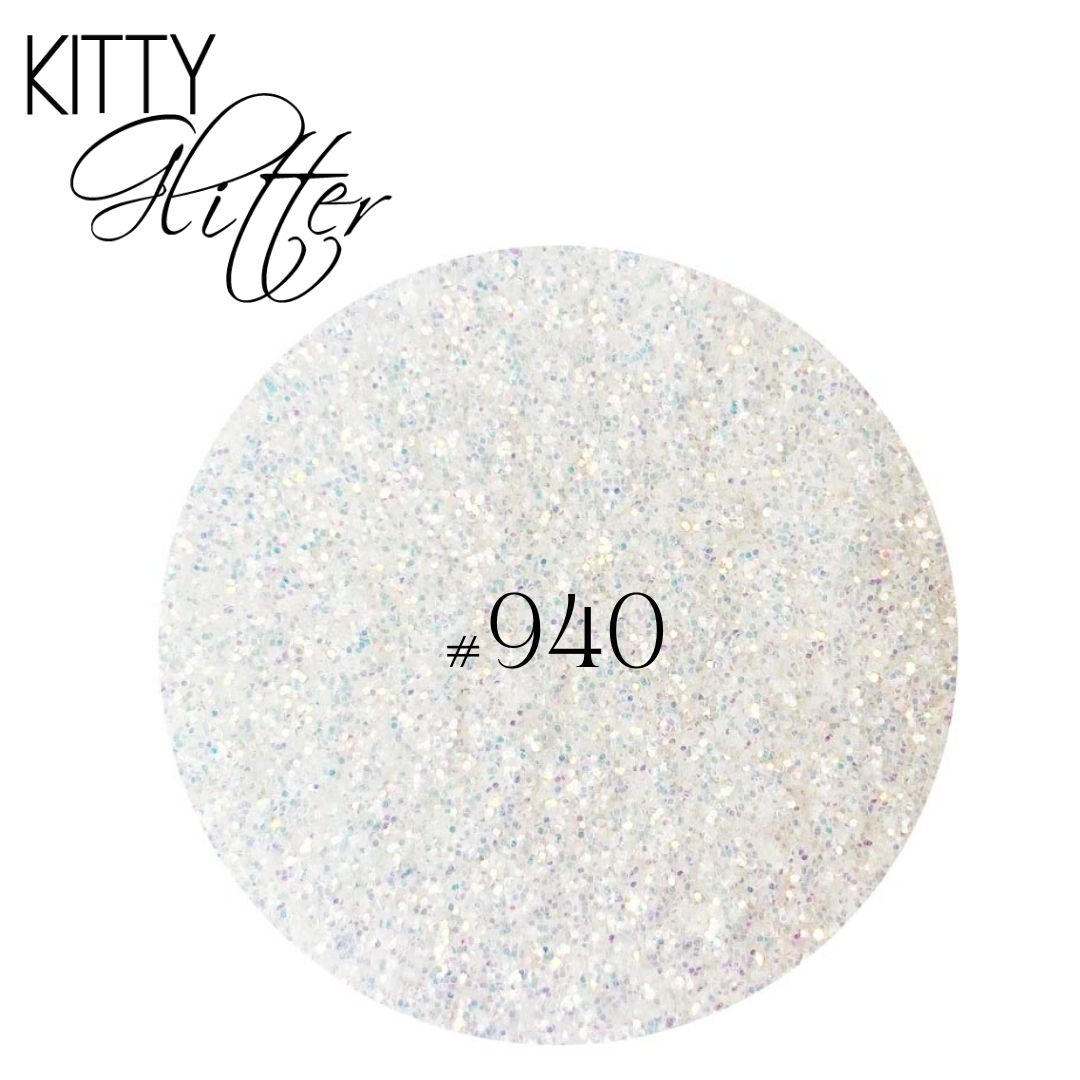 Phat Kat Kitty Glitter Mermaid White #940 5G loose nail glitter color swatch