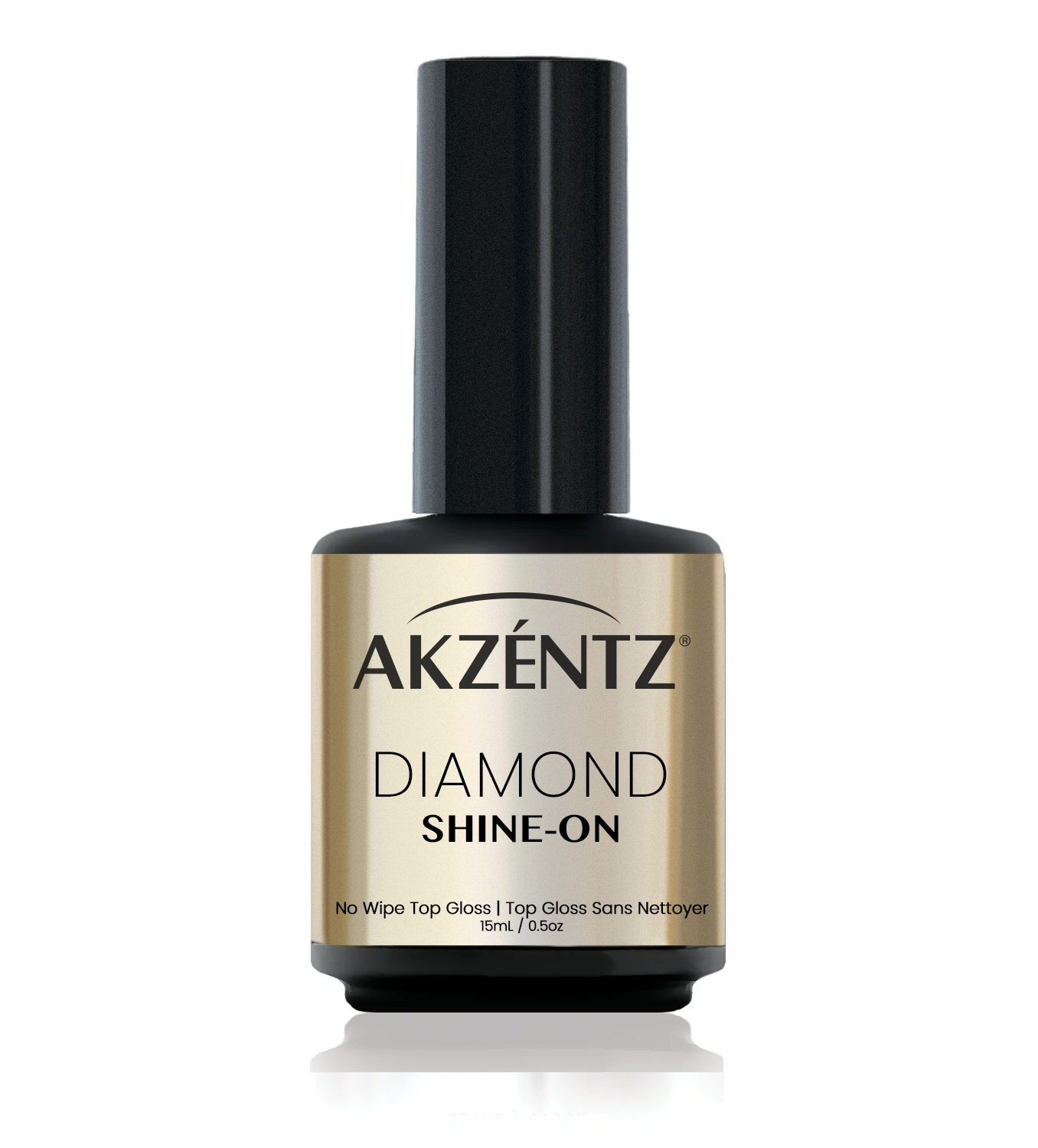 Akzentz Diamond Shine-On 15ml no-wipe glitter top coat bottle