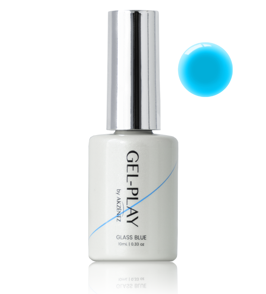 Akzentz Gel-Play Glass Blue 10 mL bottle with color-effect swatch