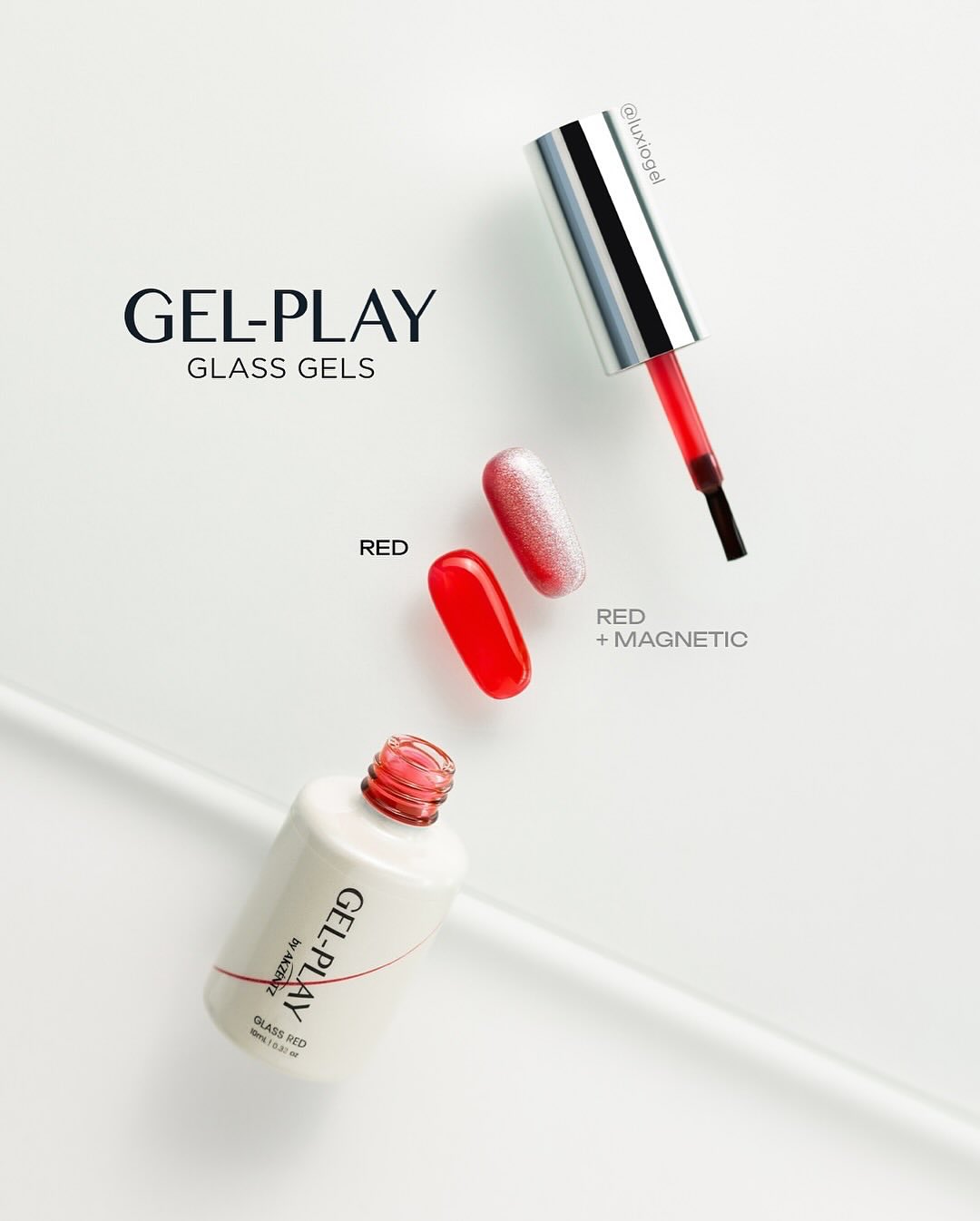 Akzentz Gel-Play Glass Red bottle and translucent gel on glass palette