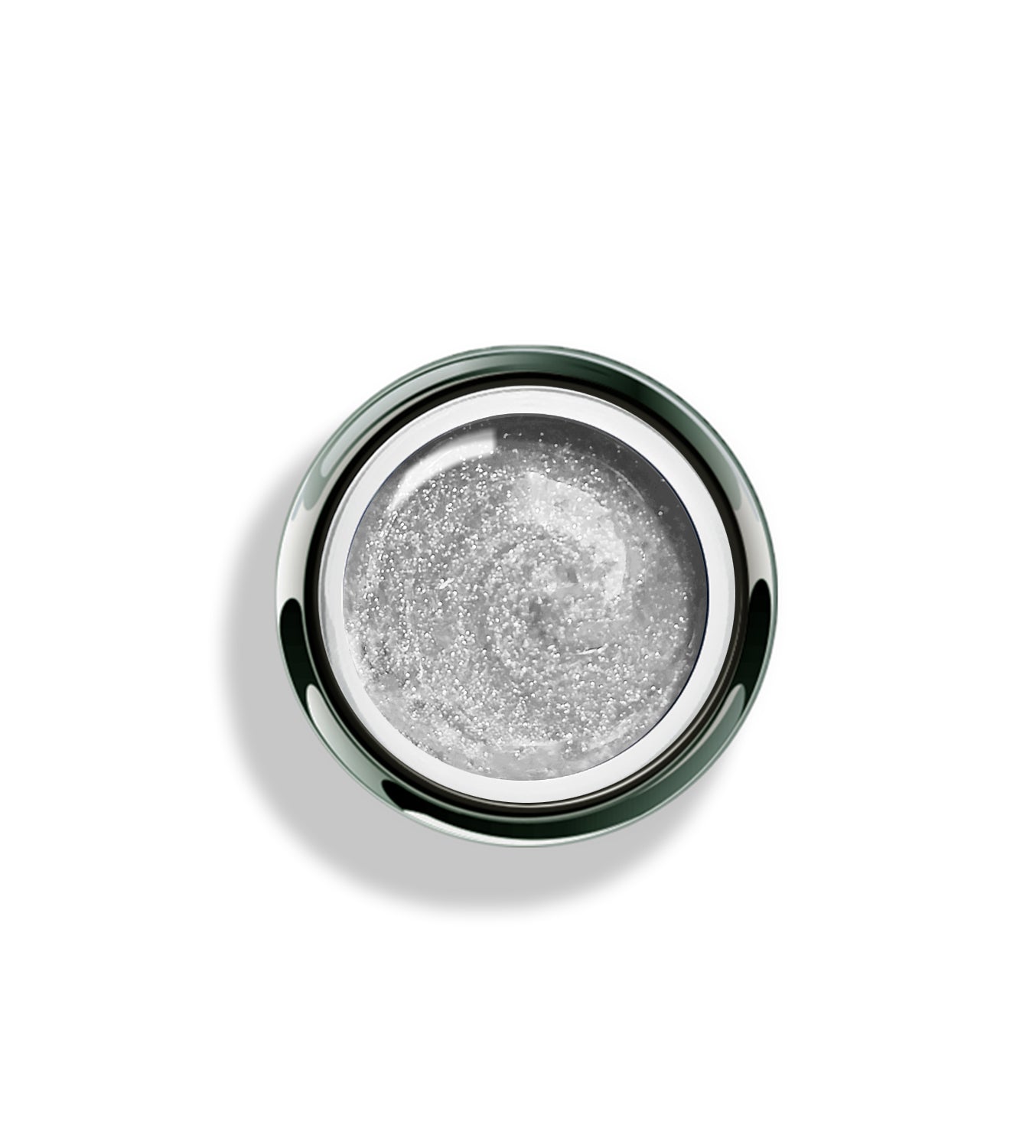 Akzentz Gel-Play Glitter Silver professional nail art gel in open jar