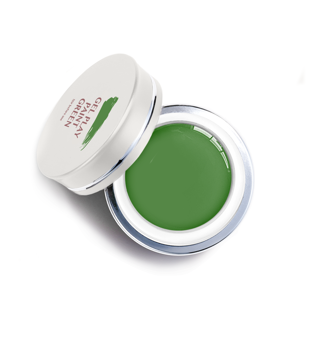 Akzentz Gel-Play Paint Green professional nail art gel in open jar