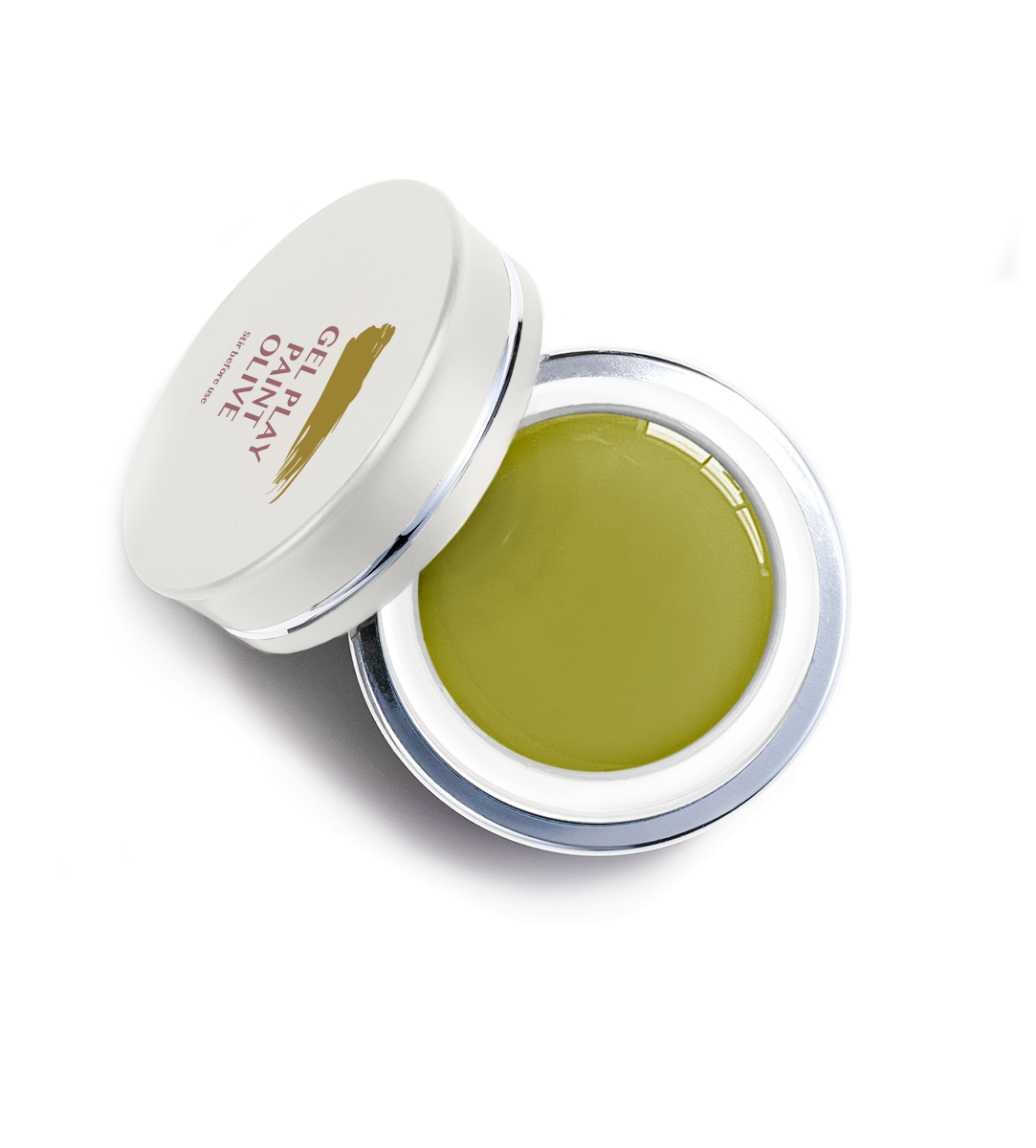 Akzentz Gel-Play Paint Olive professional nail art gel in open jar