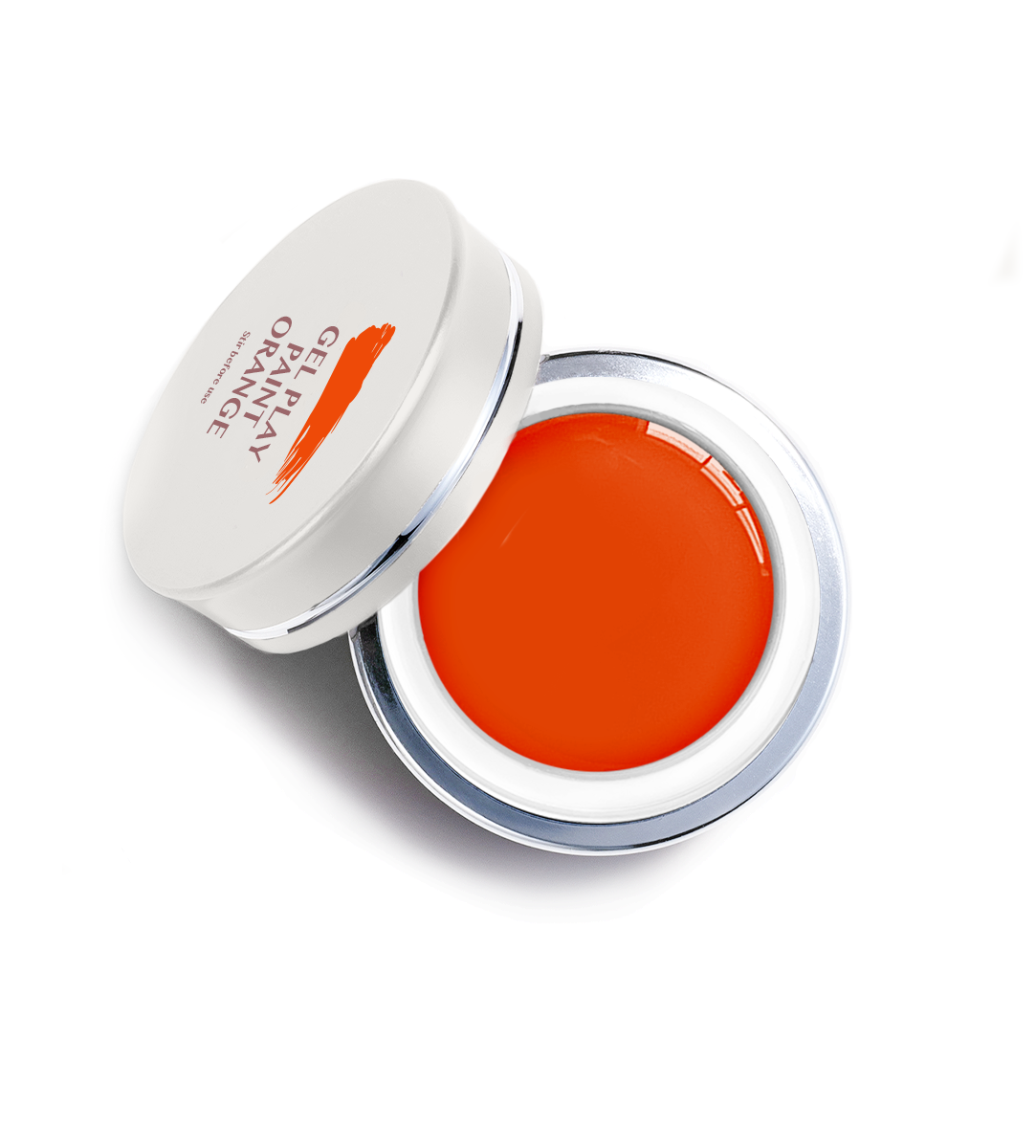 Akzentz Gel-Play Paint Orange professional nail art gel in open jar