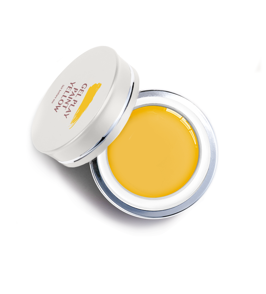 Akzentz Gel-Play Paint Yellow professional nail art gel in open jar