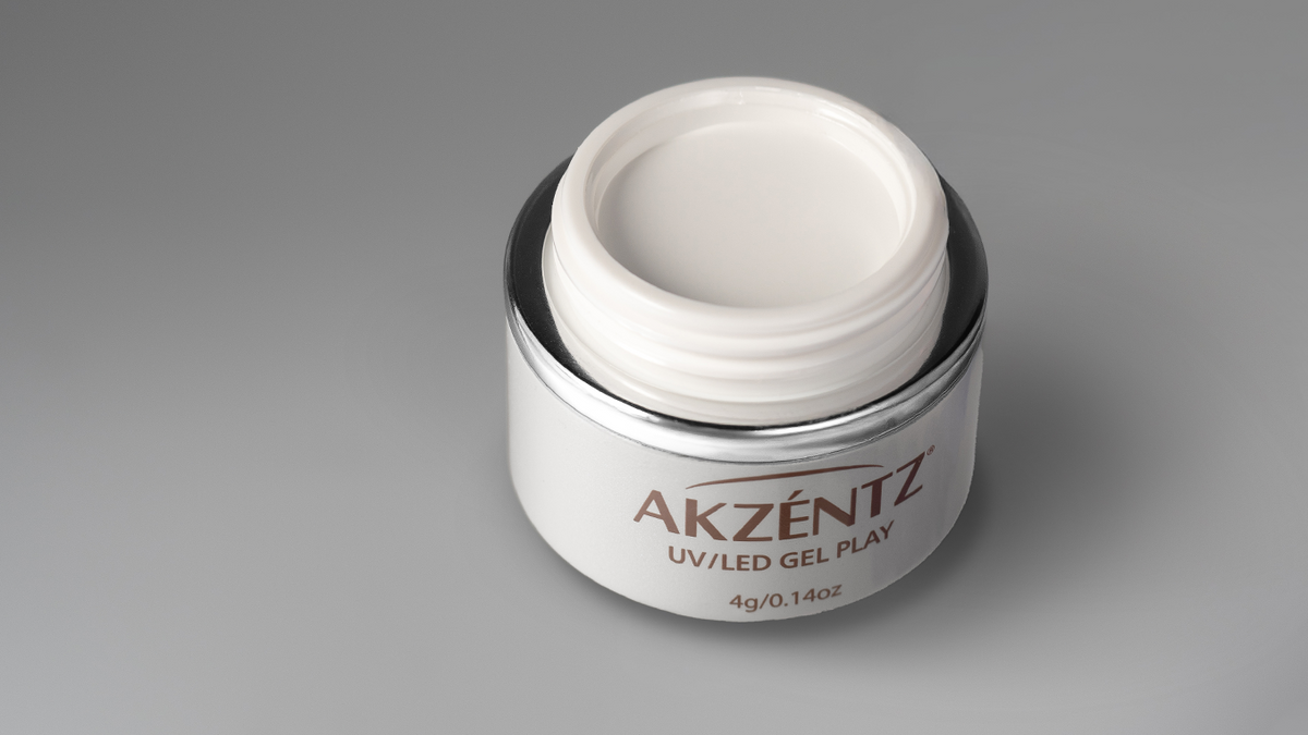 Akzentz Gel-Play Perfect French white art gel in open jar
