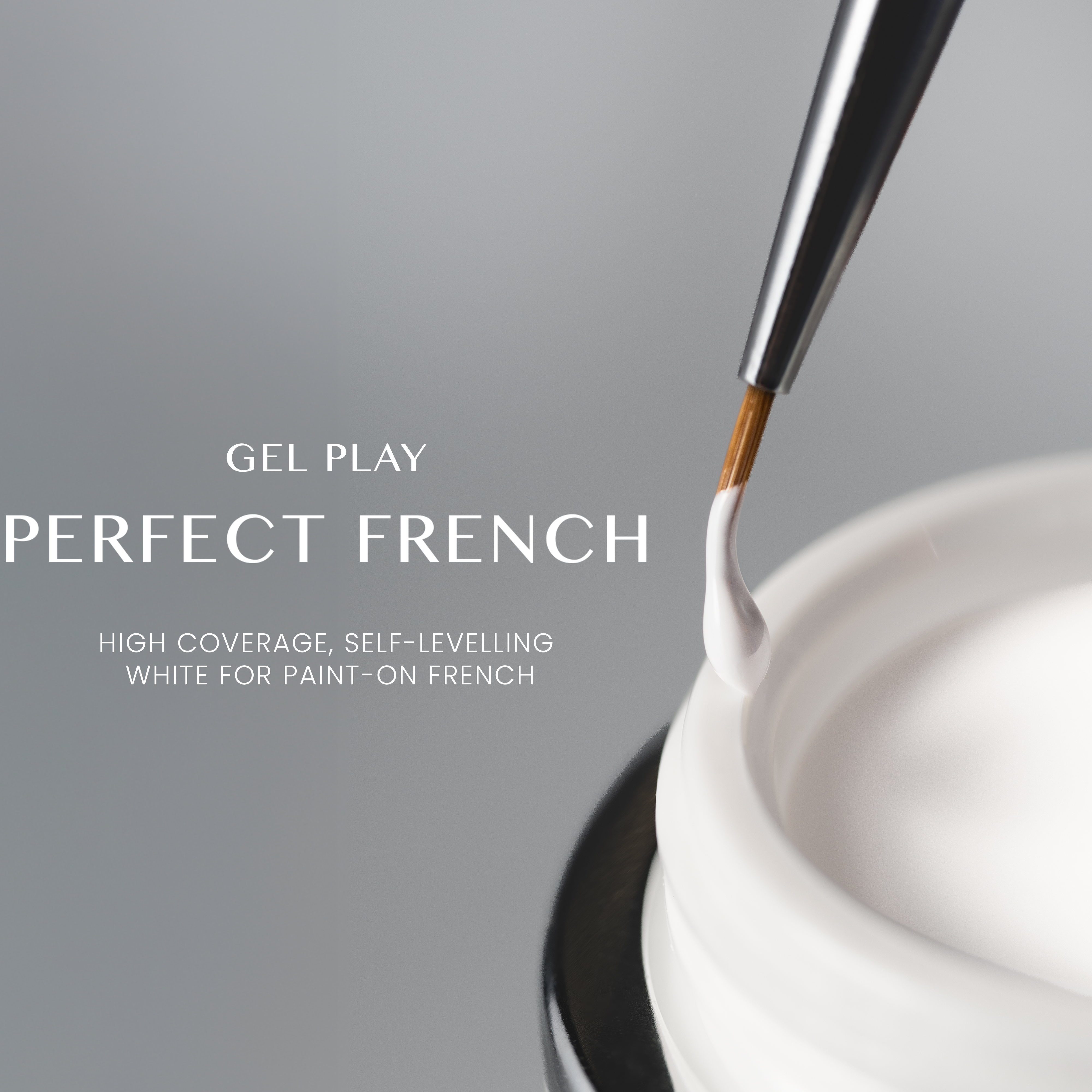 Akzentz - Gel-Play - Perfect French - White - 4g - high-coverage self-leveling art gel application graphic