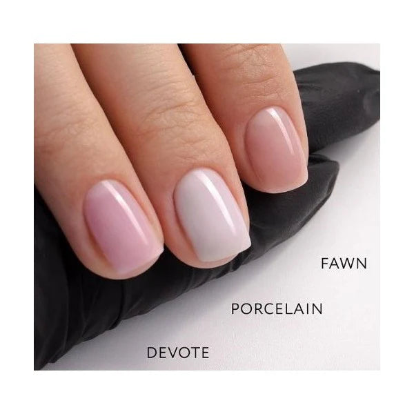 Luxio Build Devote, Porcelain, and Fawn shade comparison