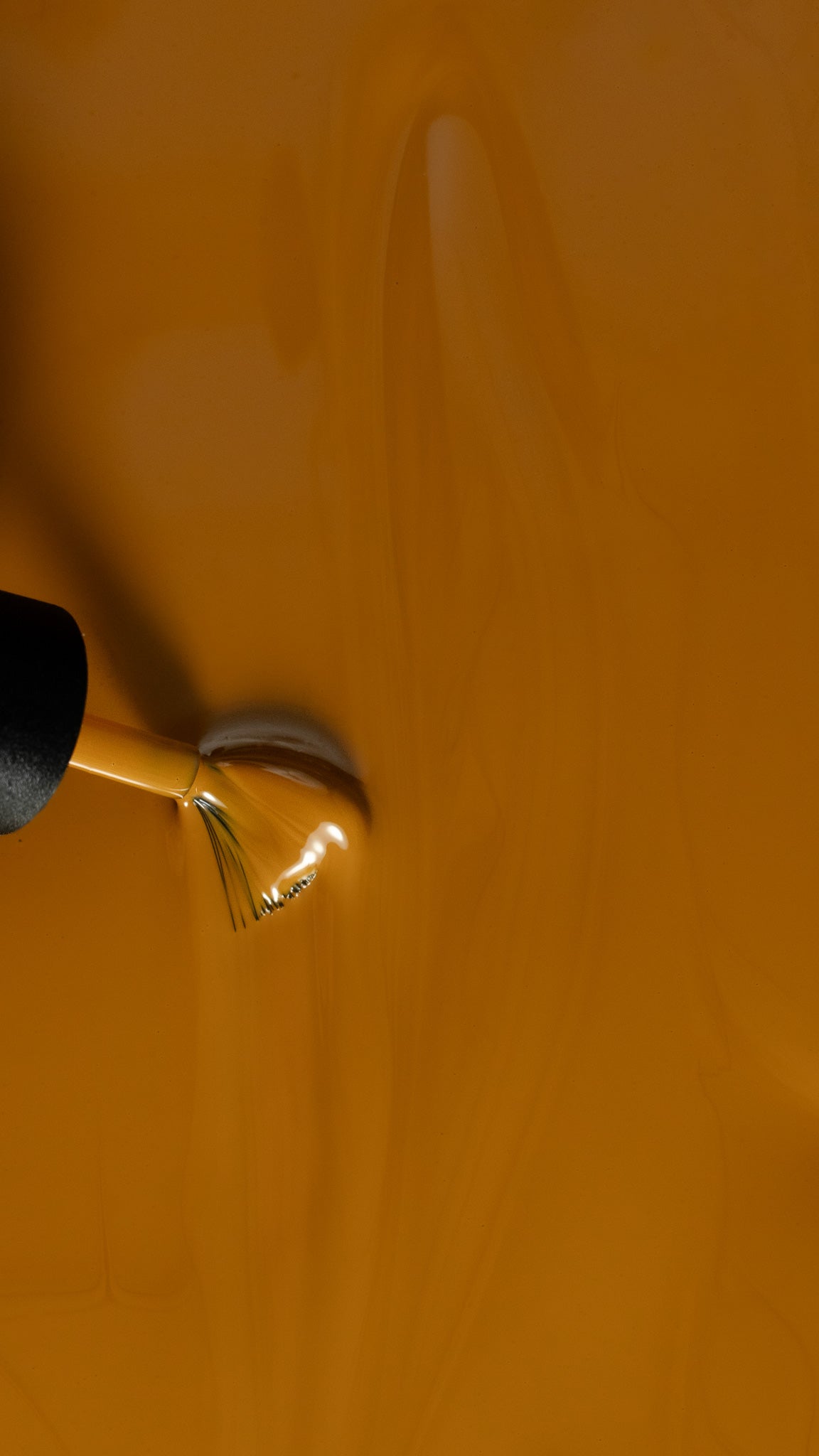 Akzentz Luxio Ochre warm golden ochre gel polish brush close-up
