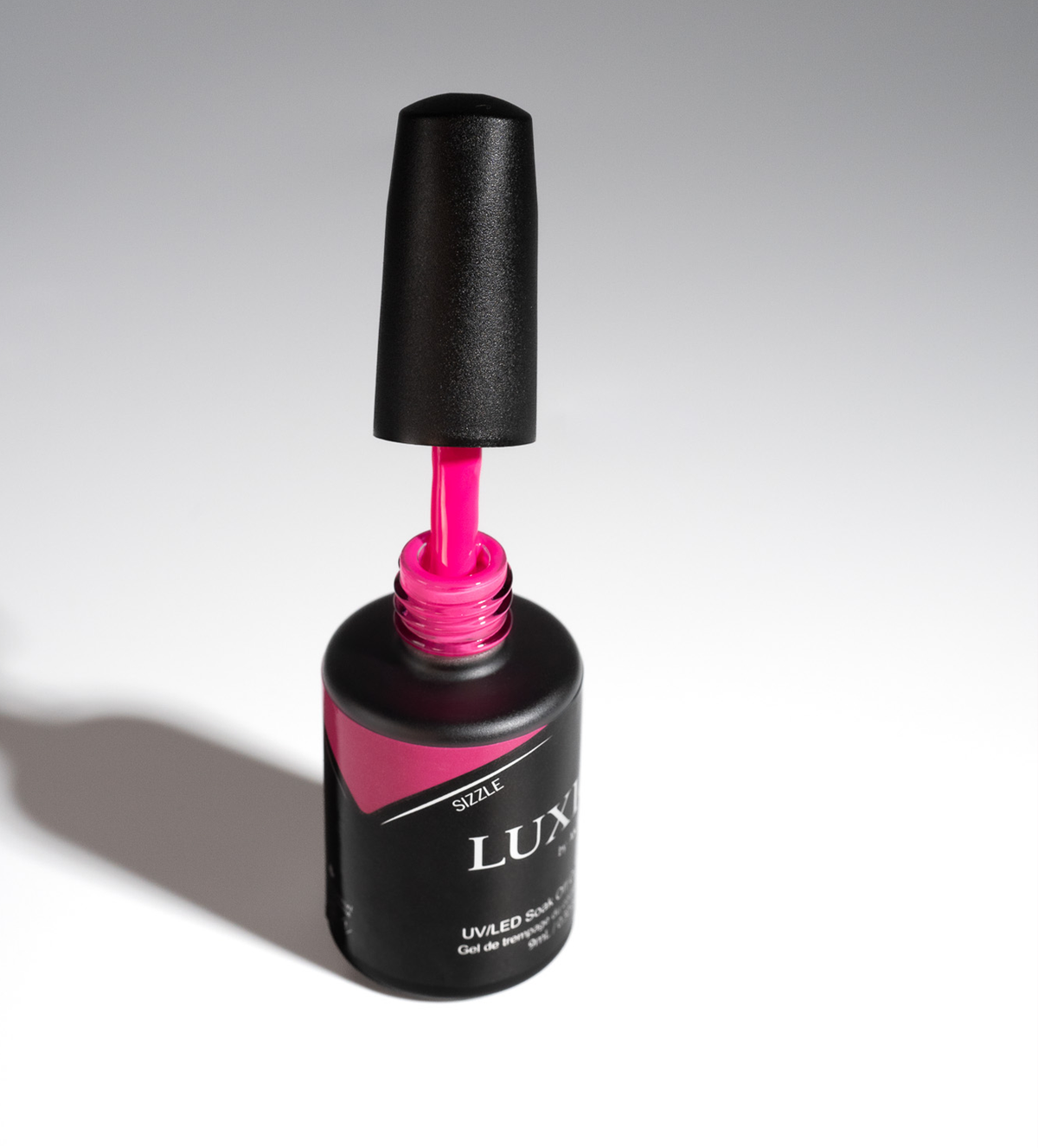 Akzentz Luxio Sizzle open gel polish bottle and brush