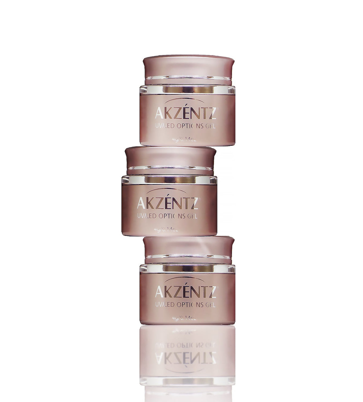 Stack of Akzentz Options gel jars featuring Rose Bisque