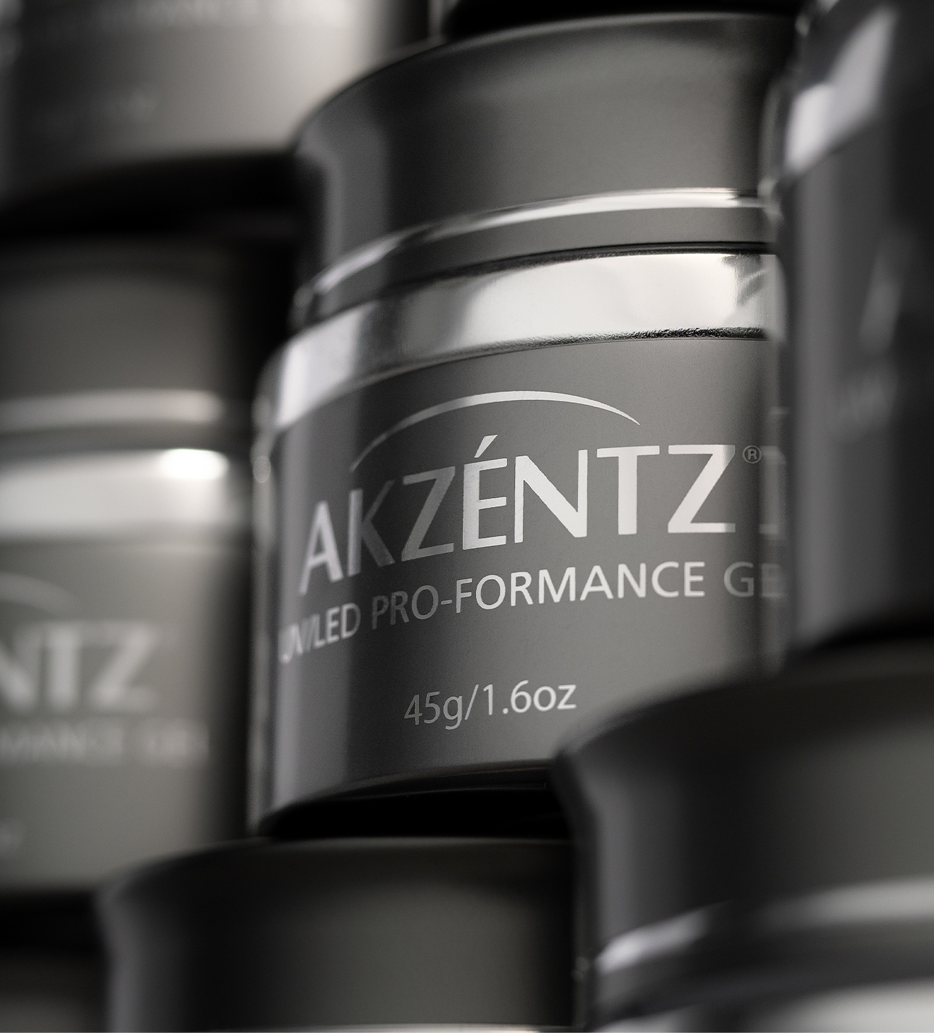 Stacked Akzentz Pro-Formance hard gel jars