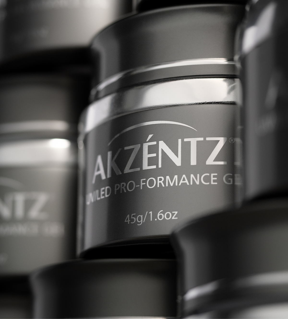 Stacked Akzentz Pro-Formance hard gel jars