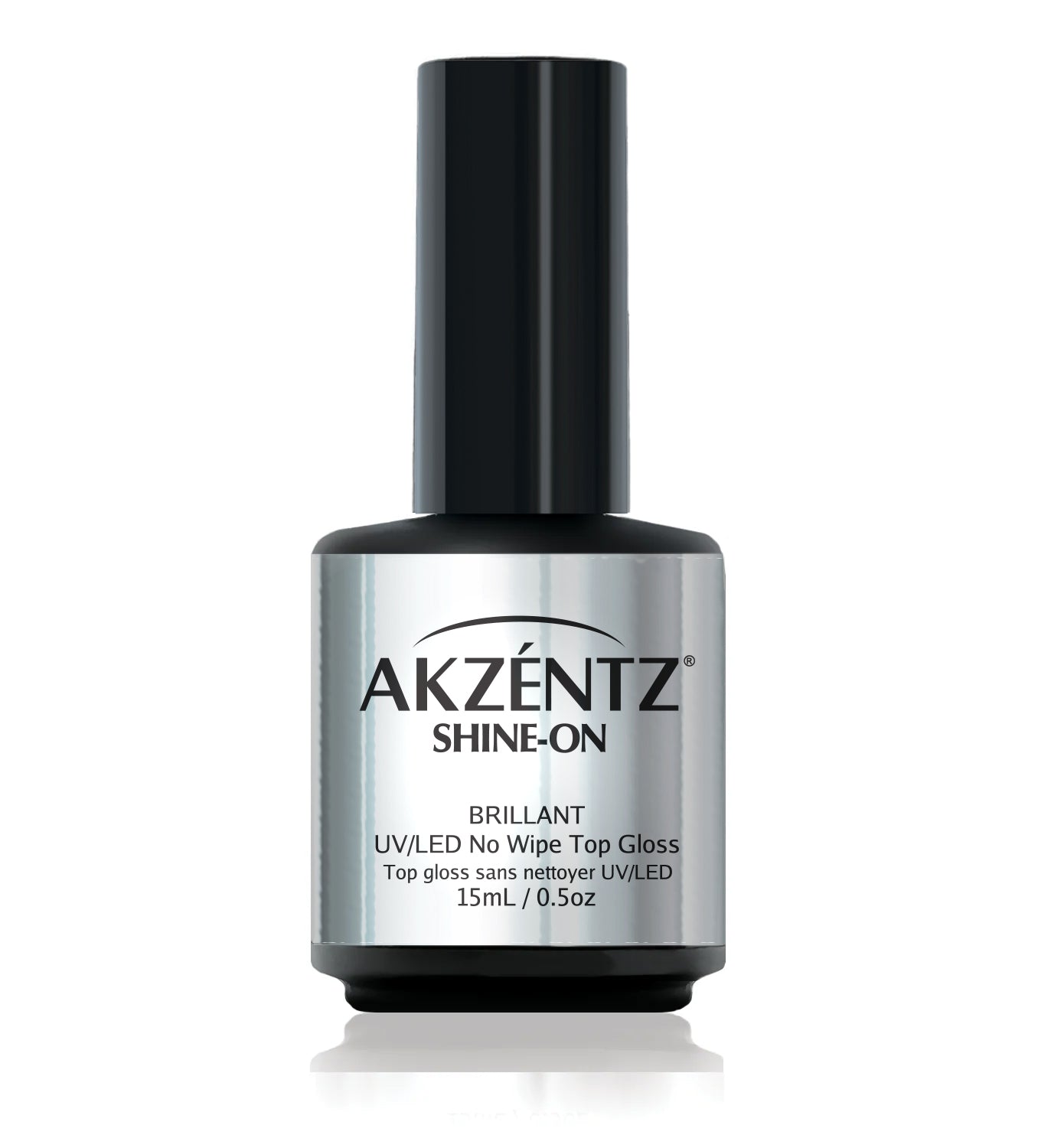 Akzentz Shine-On 15ml no-wipe gloss top coat bottle