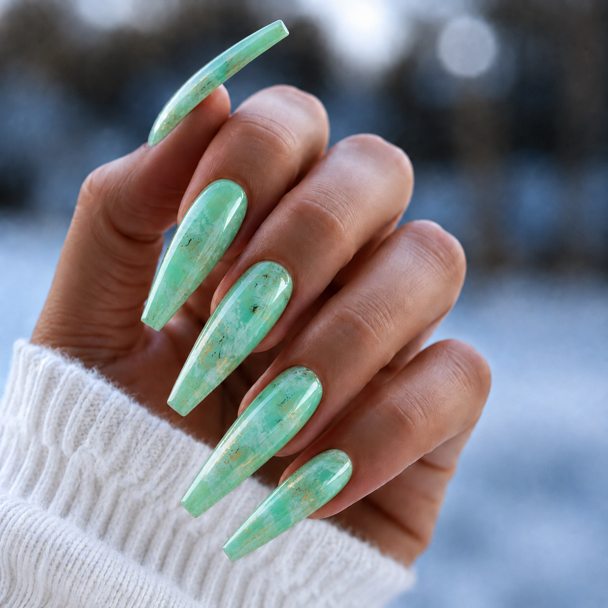 BEMI Quartz Gel - Amazon - 15ml shown on long coffin nails
