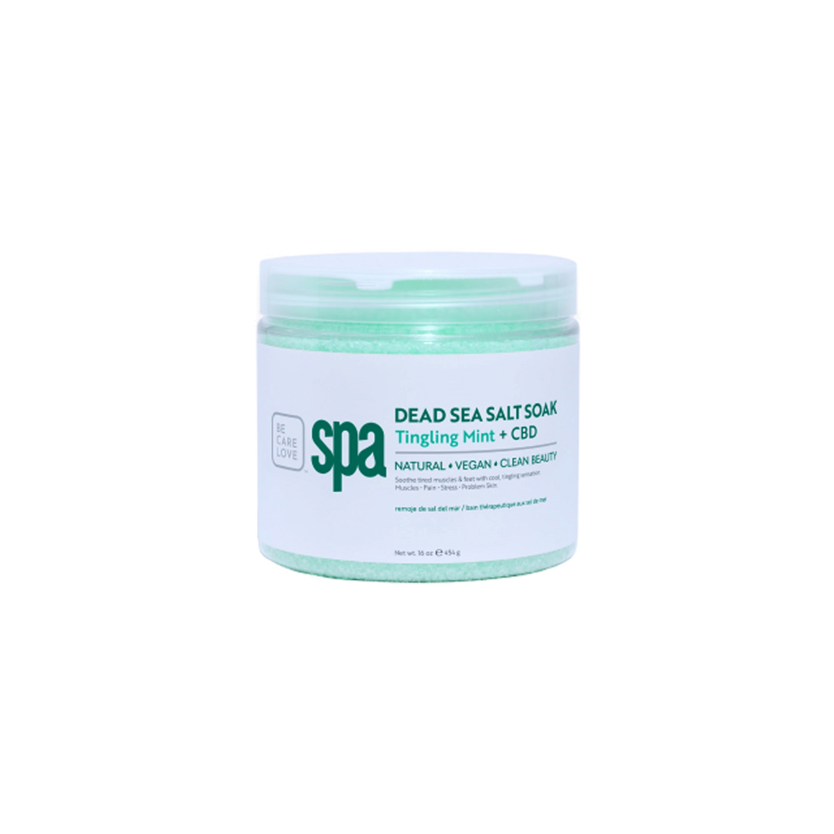BCL Tingling Mint & CBD Sea Salt Soak 16 oz sea salt soak container