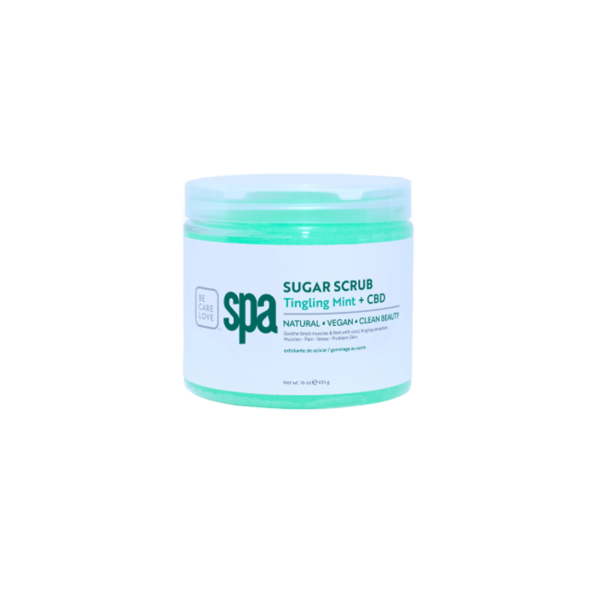 BCL Tingling Mint & CBD Sugar Scrub 16oz sugar scrub container
