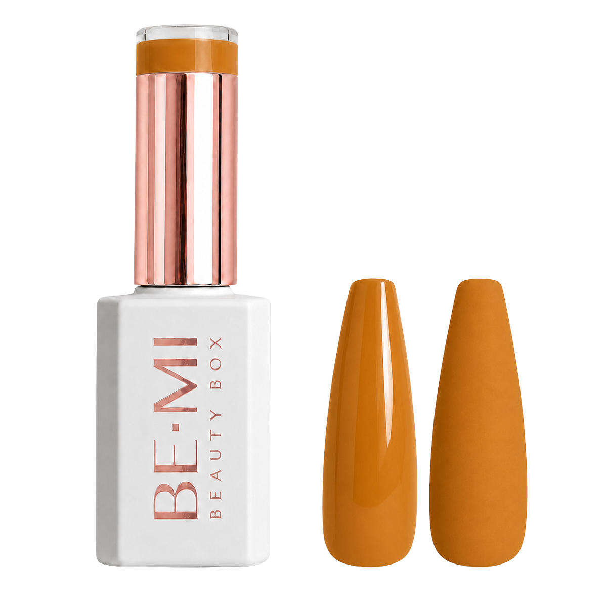 BEMI Beauty Box Creami Amber F04 - 15ml gel polish bottle and colour swatches