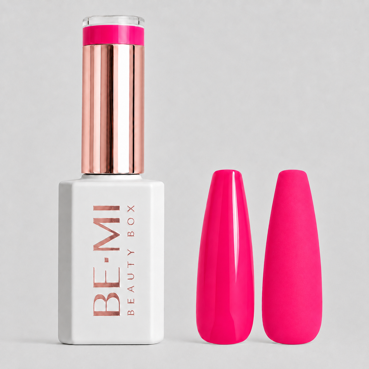 BEMI Beauty Box Creami Malibu O30 15ml gel polish bottle and colour swatches