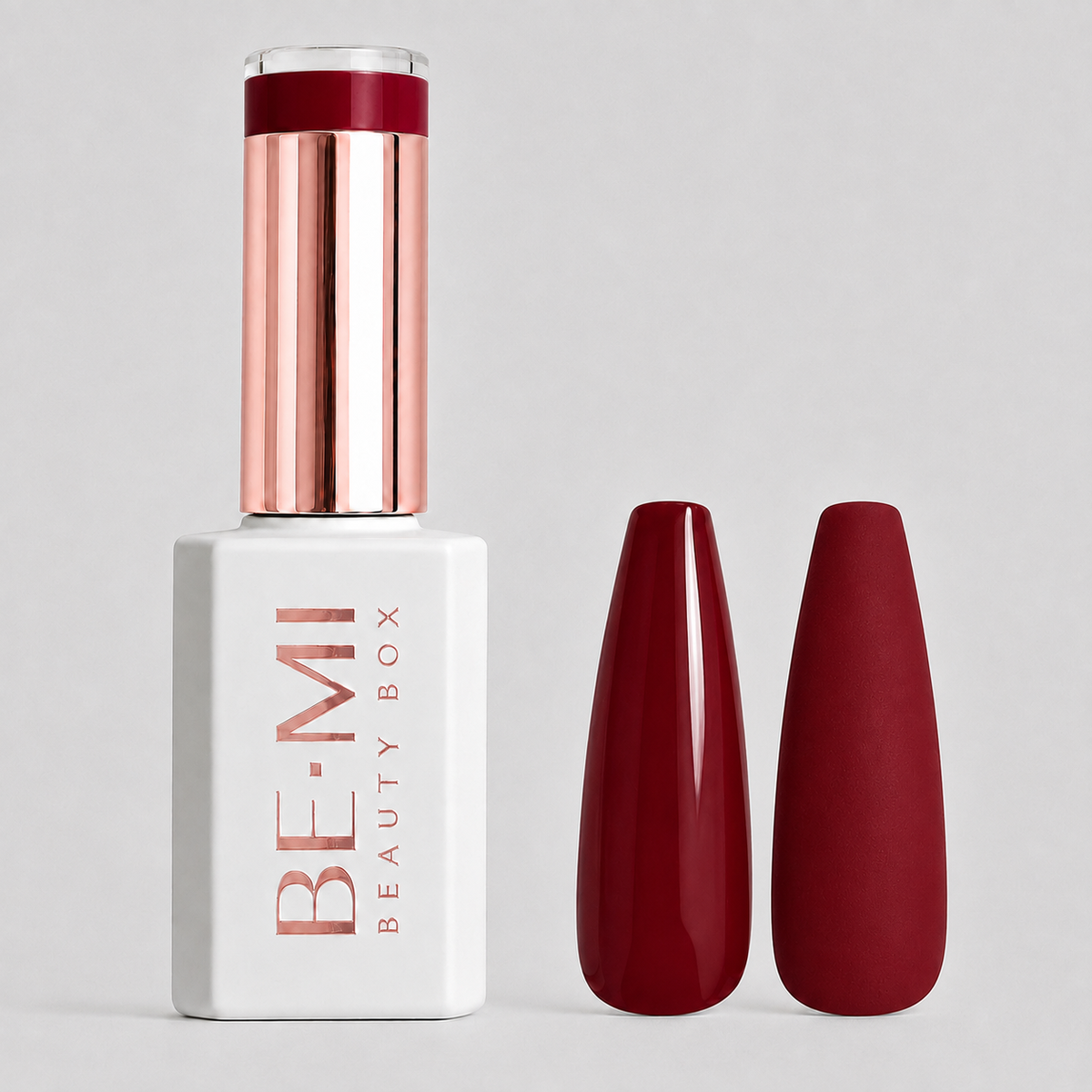 BEMI Beauty Box Creami Scarlet R3 15ml gel polish bottle and colour swatches