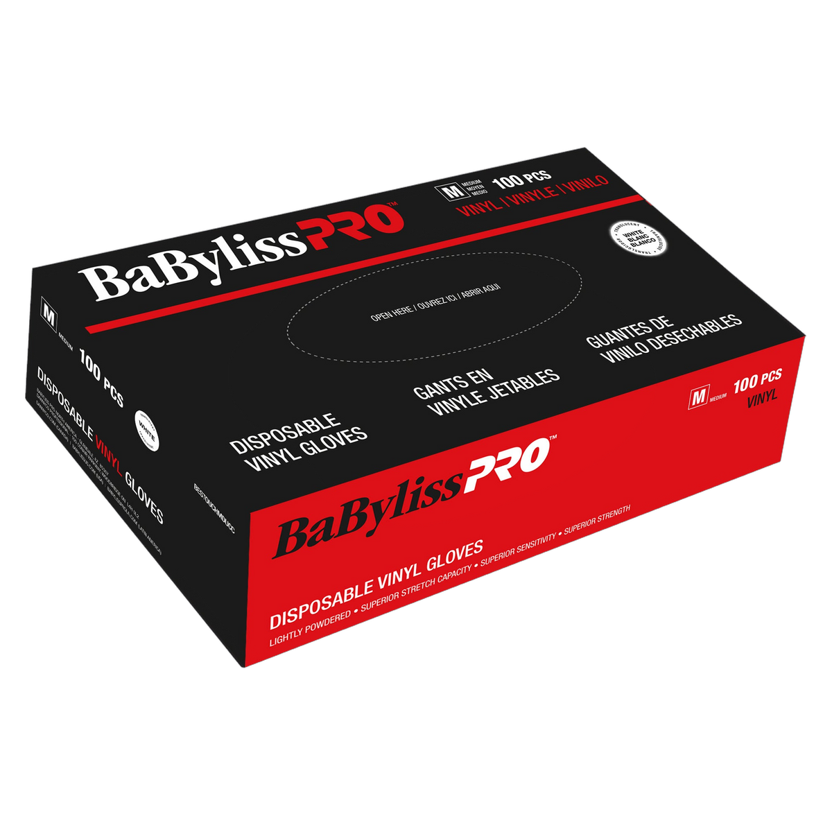 BaByliss PRO Disposable White Vinyl Gloves Medium disposable glove box