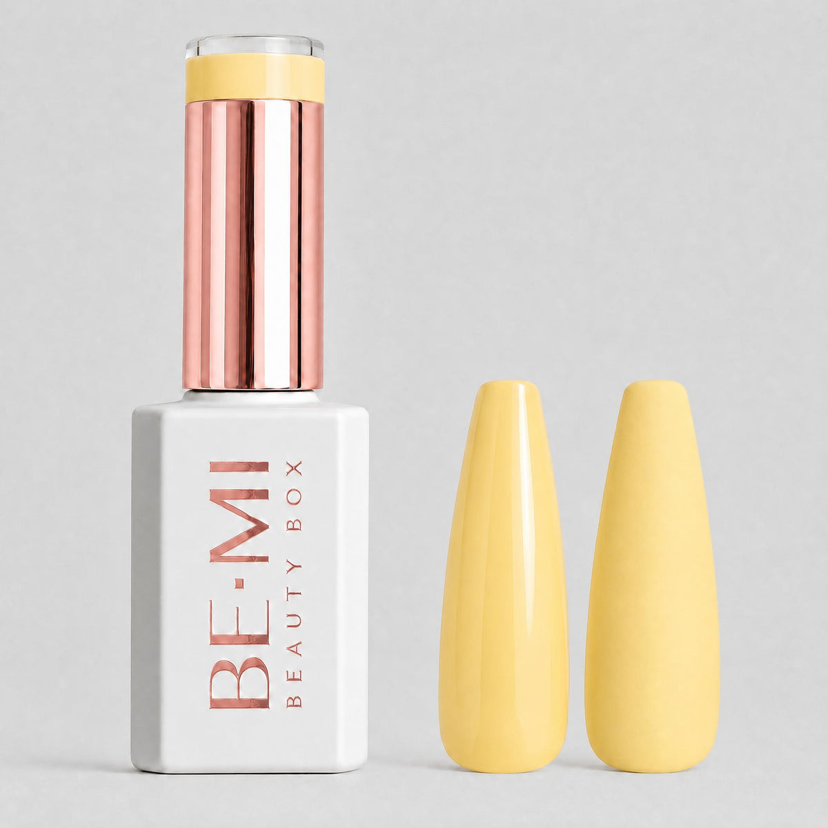 BEMI Creami SS02 Whip Happens gel polish bottle and yellow swatches