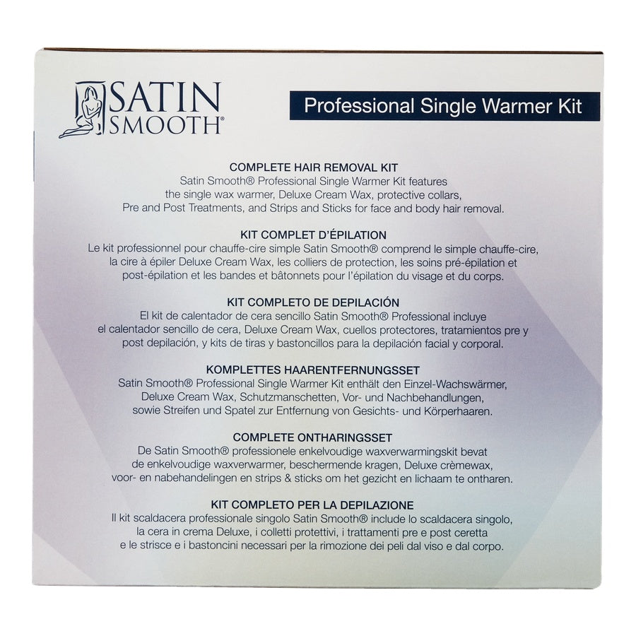 Side view of Satin Smooth Professional Single Wax Warmer Kit packaging