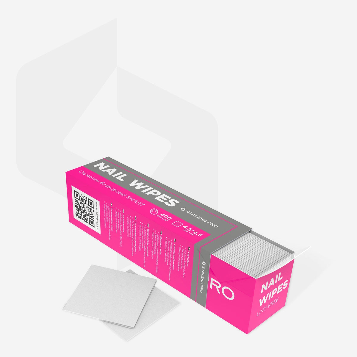 Staleks SMART WS-400 standard white lint-free wipes product image.