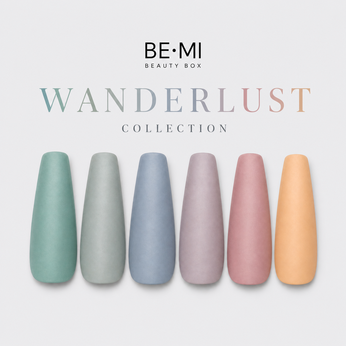 BEMI Beauty Box Creami Wanderlust gel polish collection colour swatches