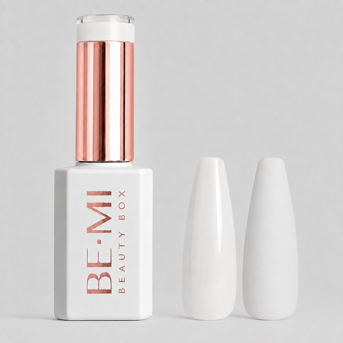 BEMI Creami - Ultra White W01 - 15ml gel polish bottle and colour swatches