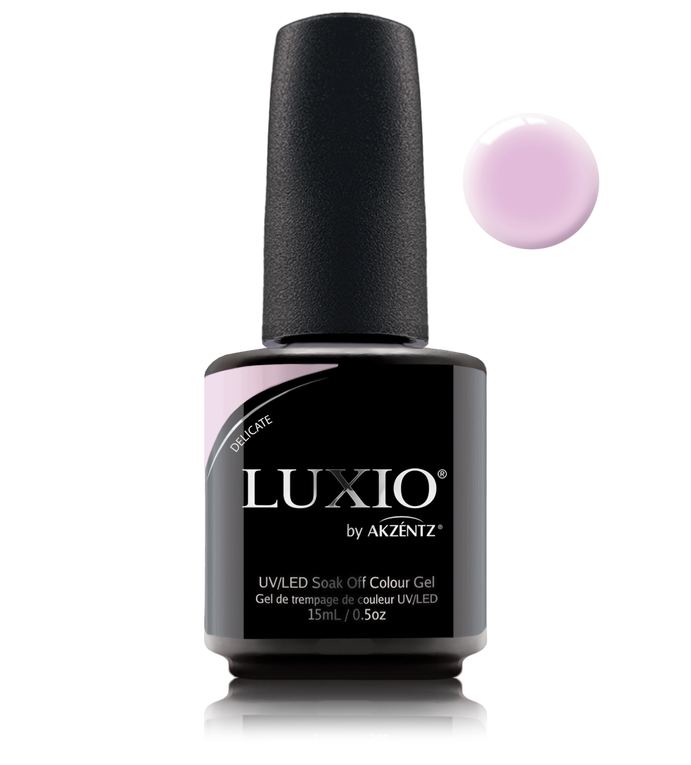 Akzentz Luxio Delicate 15 mL color gel bottle with swatch