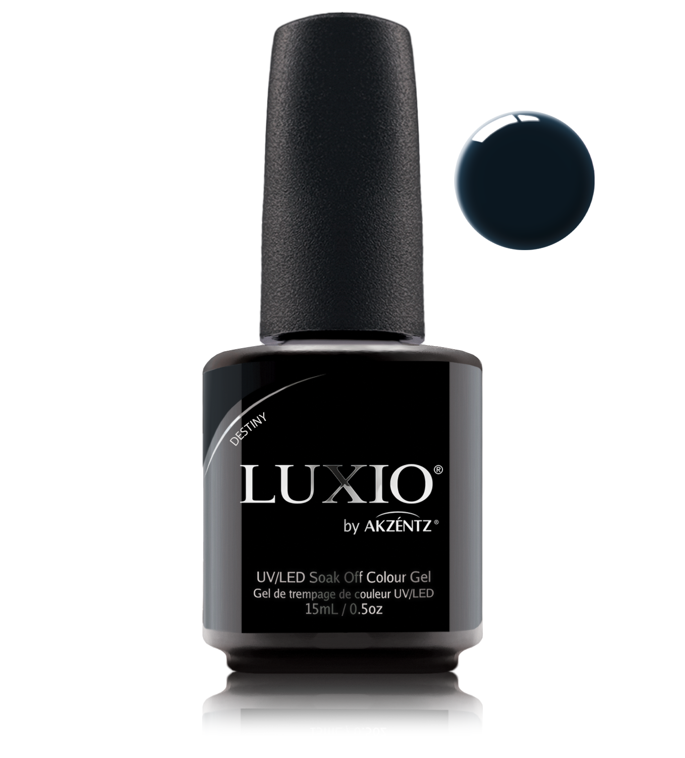 Akzentz Luxio Destiny 15 mL color gel bottle with swatch