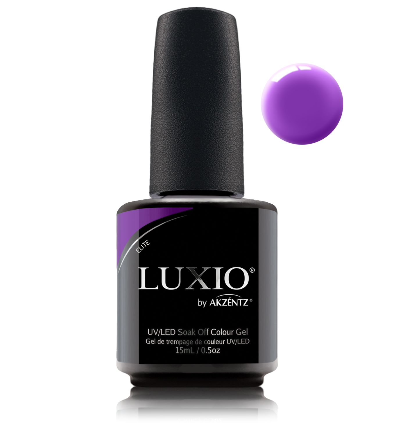 Akzentz Luxio Elite 15 mL color gel bottle with swatch