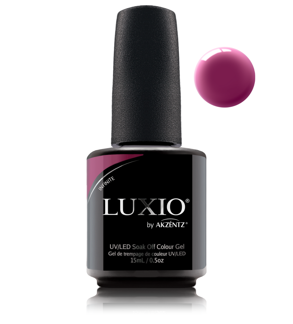 Akzentz Luxio Infinite 15 mL color gel bottle with swatch