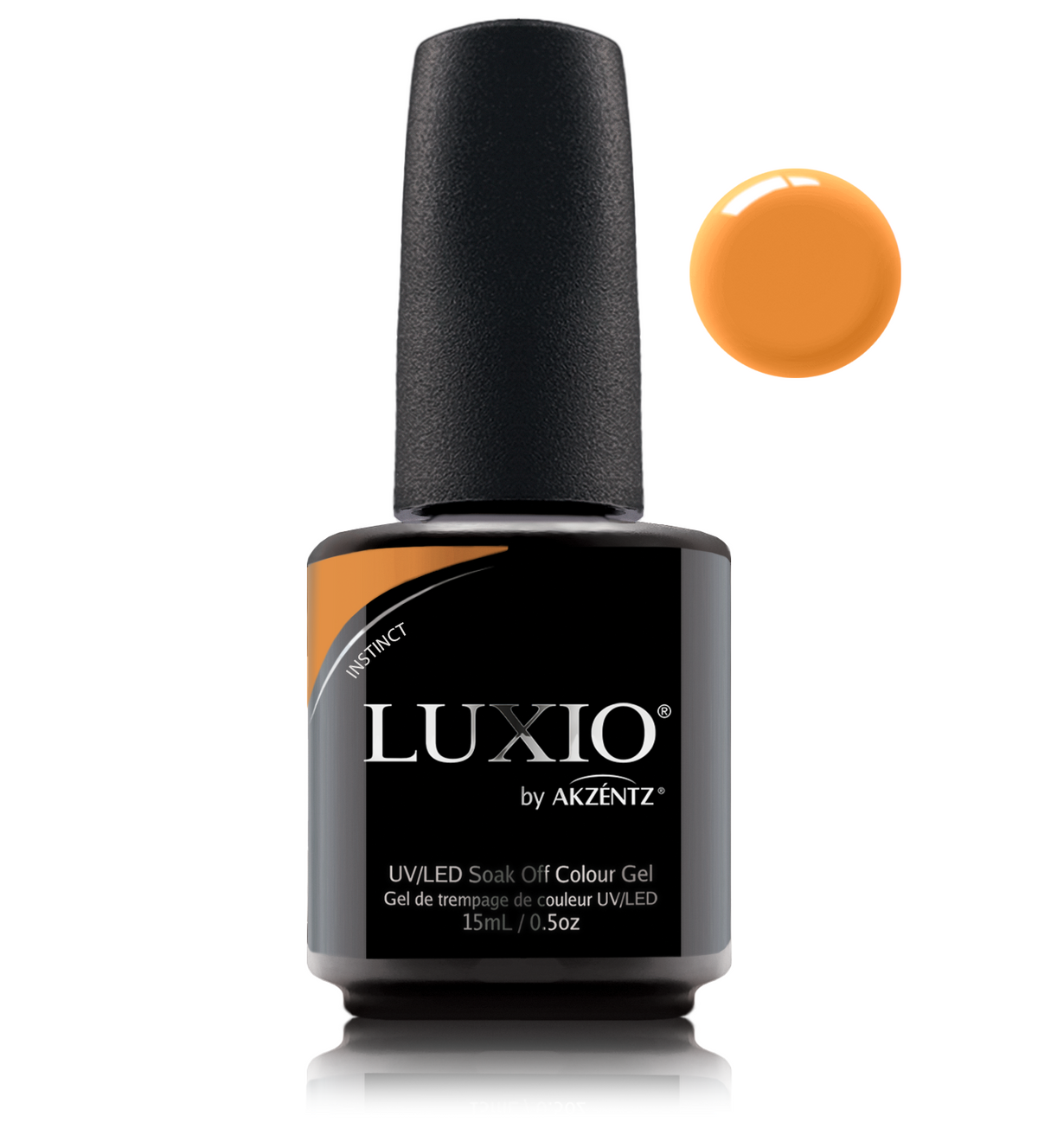 Akzentz Luxio Instinct 15 mL color gel bottle with swatch