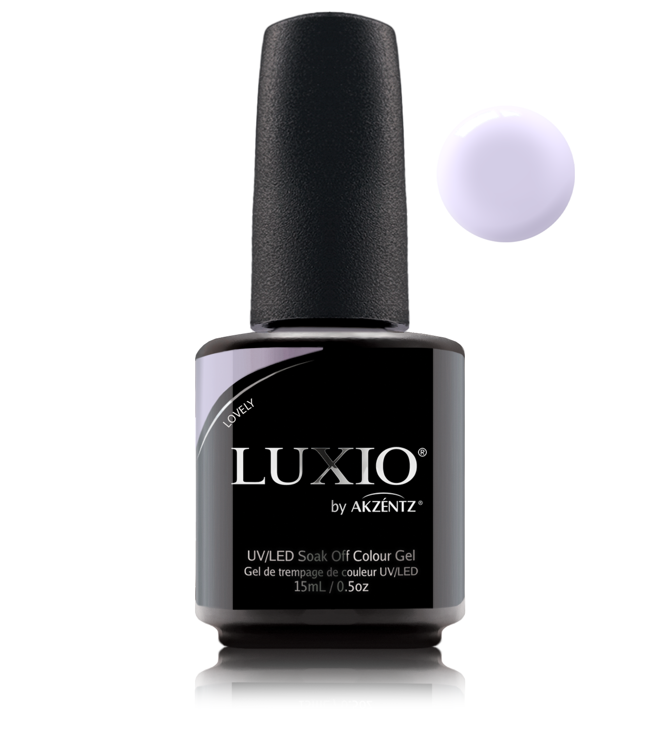 Akzentz Luxio Lovely 15 mL color gel bottle with swatch