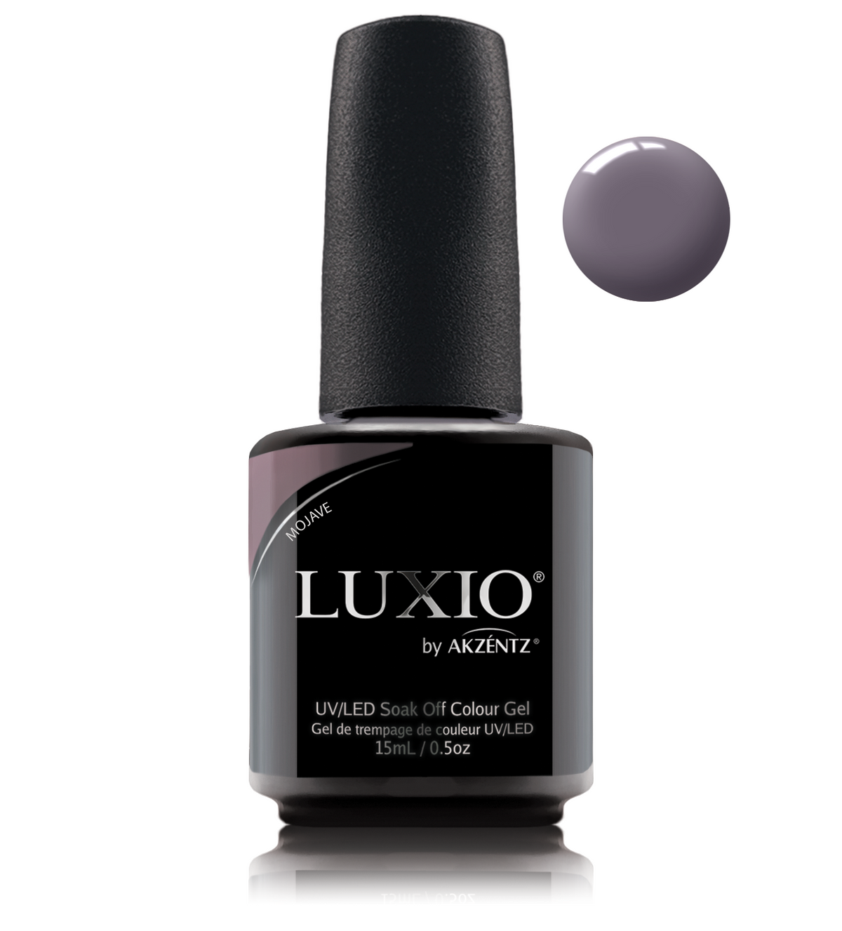 Akzentz Luxio Mojave 15 mL color gel bottle with swatch