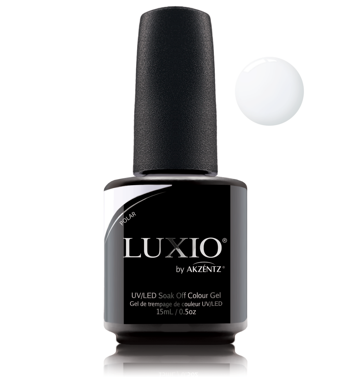 Akzentz Luxio Polar 15 mL color gel bottle with swatch