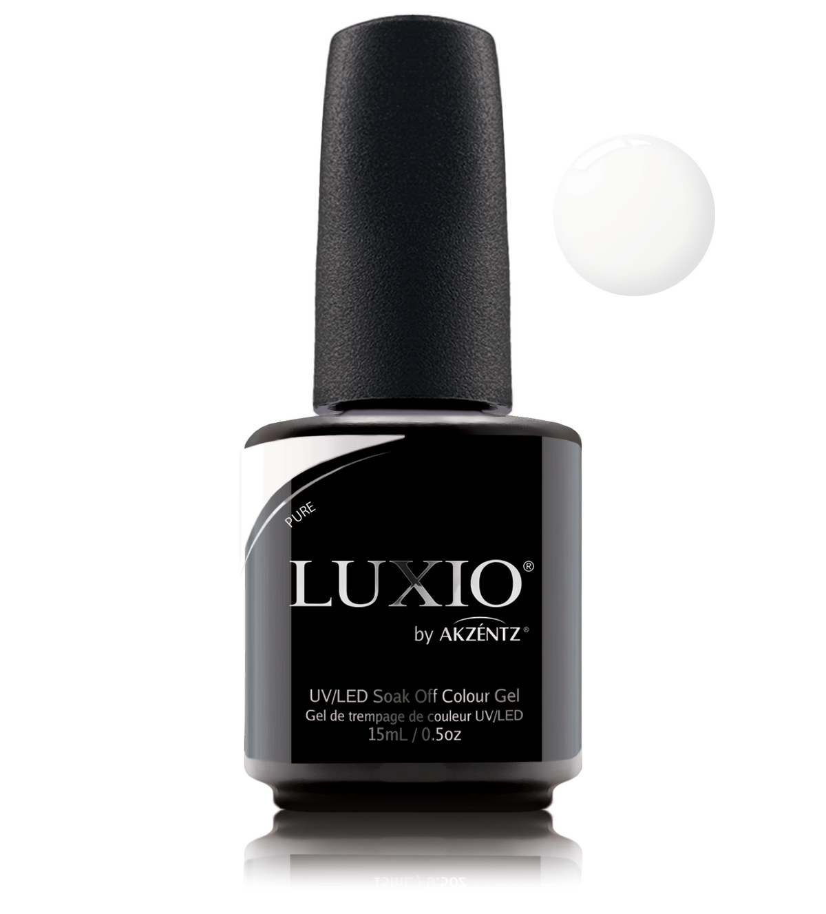 Akzentz Luxio Pure 15 mL color gel bottle with swatch