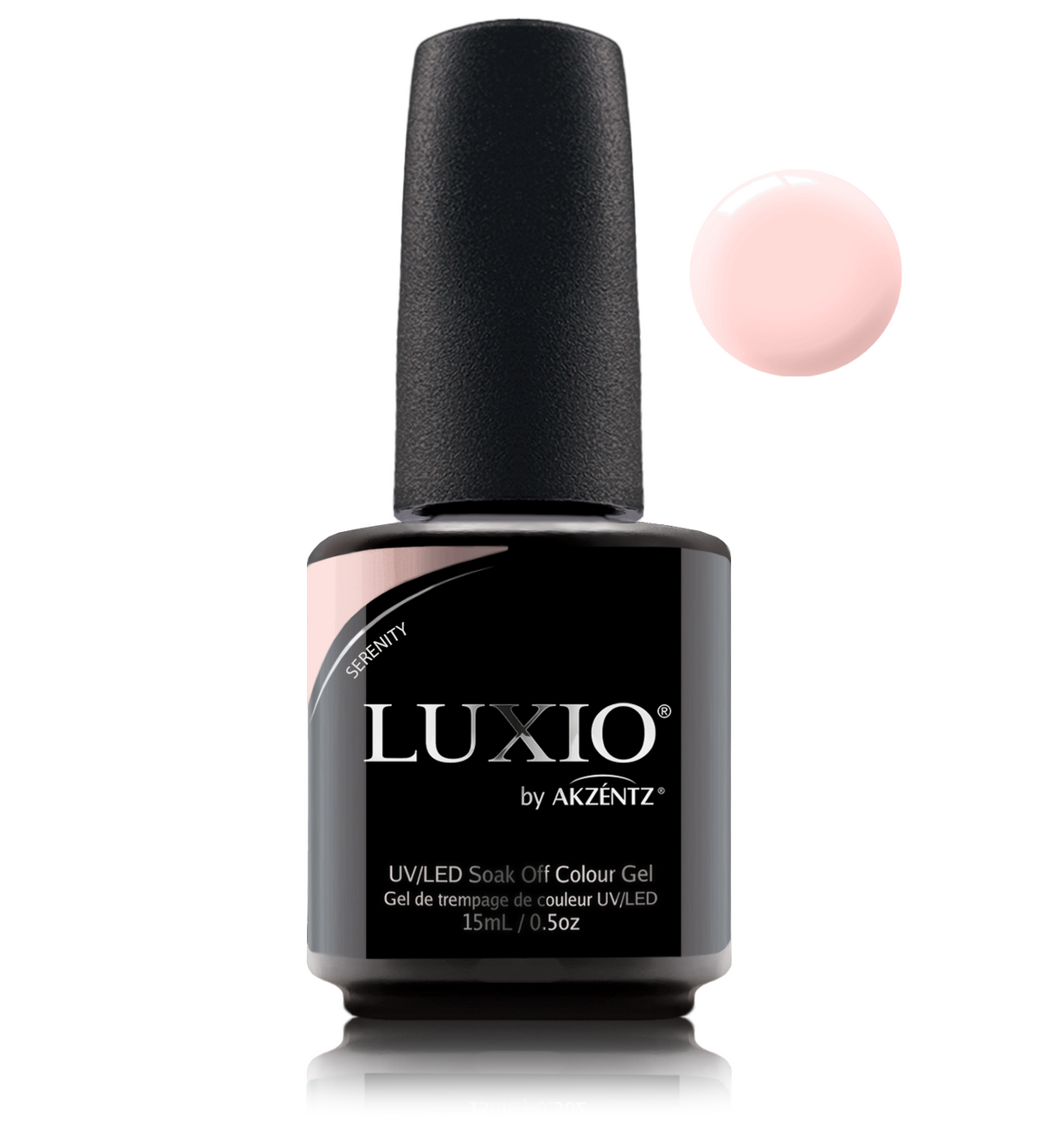 Akzentz Luxio Serenity 15 mL color gel bottle with swatch