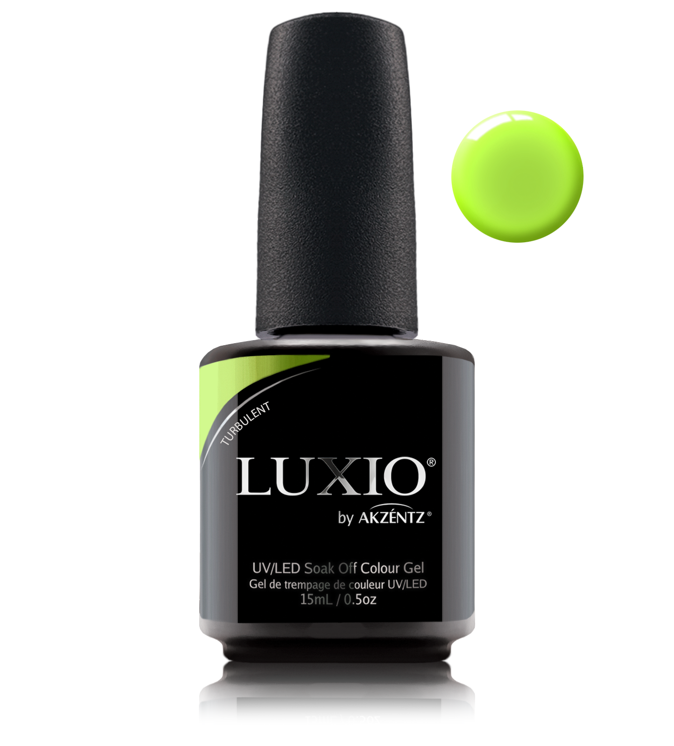 Akzentz Luxio Turbulent 15 mL color gel bottle with swatch