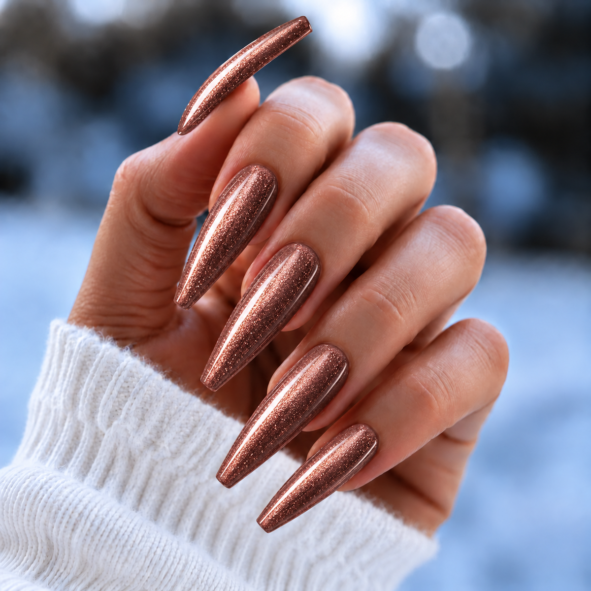 BEMI Cat Eye Stardust nails in a color photo.