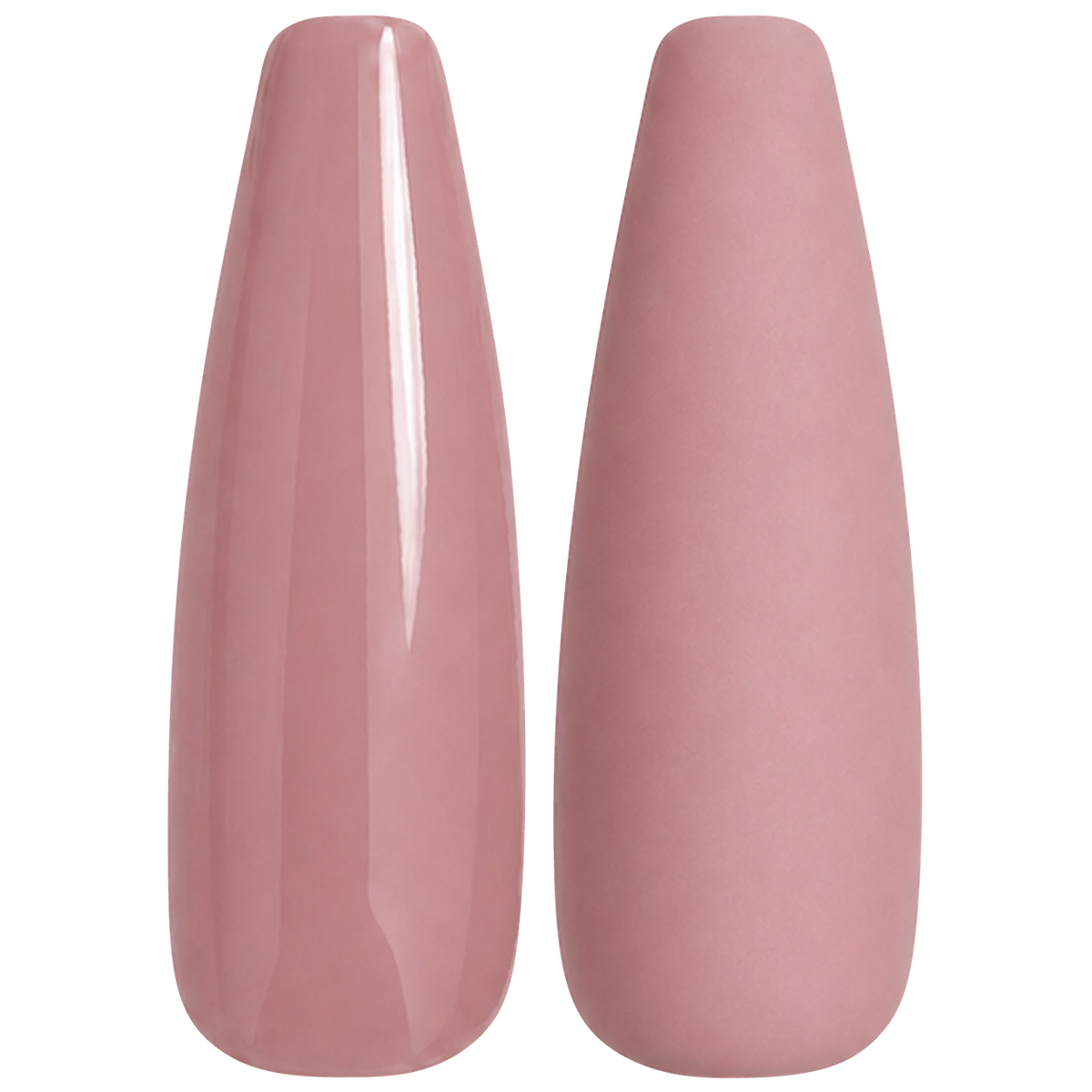Glossy and matte sheer dusty rose nail swatches for BEMI Creami Flushed SN06.